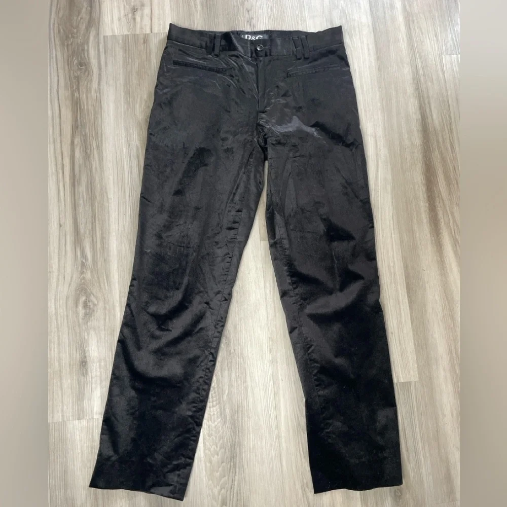D&G Y2K Vintage Black Velvet Jeans Straight Leg